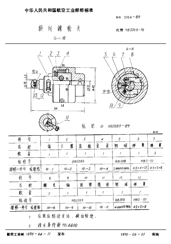HB 3269-1989 换向棘轮头 a=10