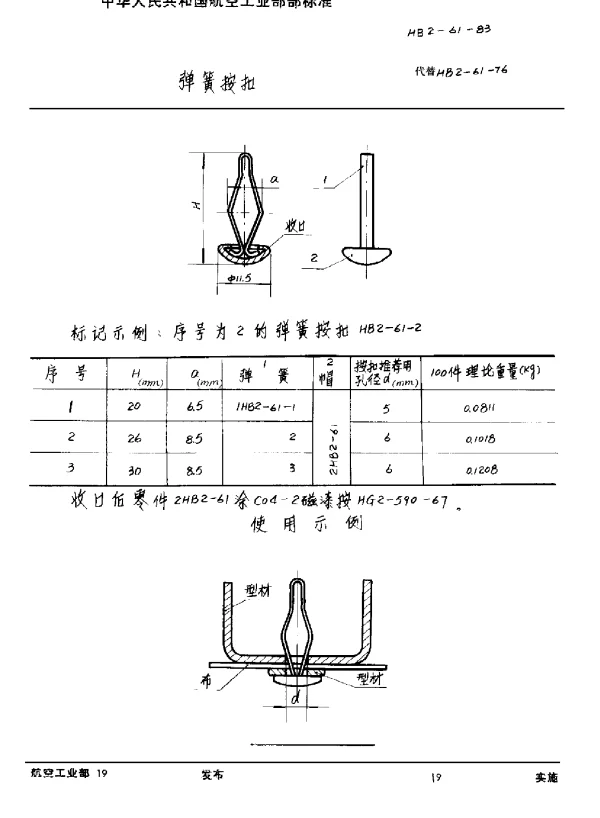 HB 2-61-1983 弹簧按扣