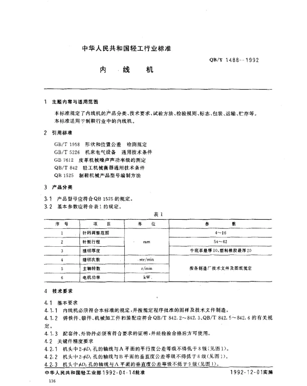 QBT 1488-1992 内线机