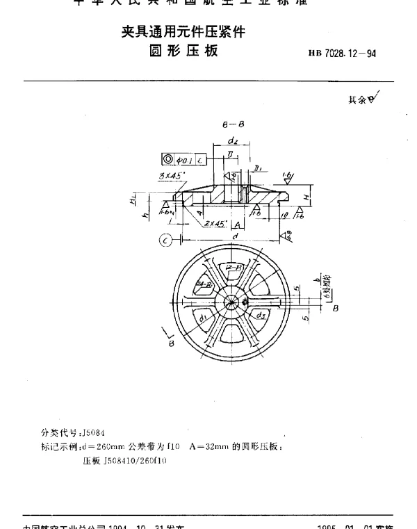 HB 7028.12-1994 夹具通用元件压紧件.圆形压板