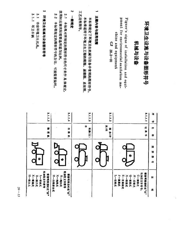 CJ 28.3-1991 环境卫生设施与设备图形符号 机械与设备