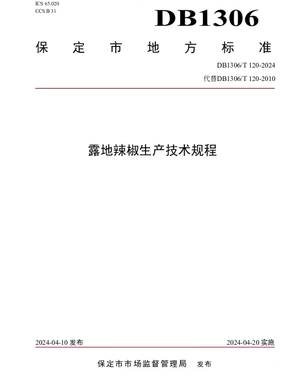 DB1306T 120-2024 露地辣椒生产技术规程