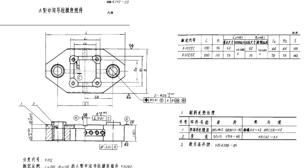 HB 4292-1989 A型中间导柱模座组件