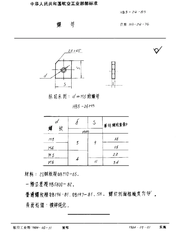 HB 3-24-1983 螺母