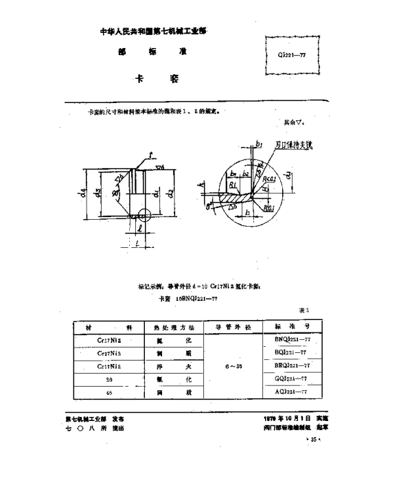 QJ 221-1977 卡套