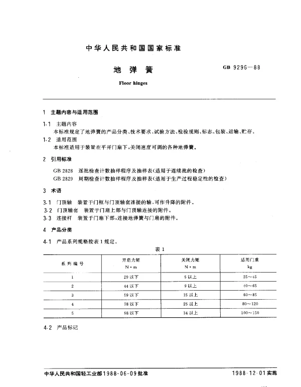 GB 9296-1988 地弹簧