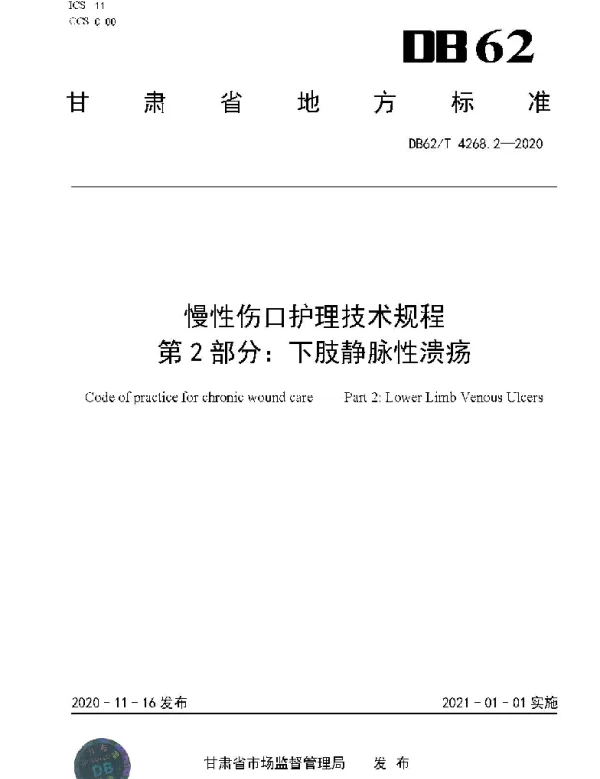 DB62T 4268.2-2020 慢性伤口护理技术规程第2部分：下肢静脉性溃疡