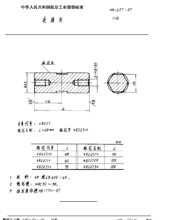 HB 1437-1987 连接杆