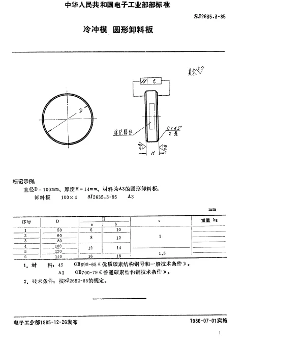 SJ 2635.3-1985 冷冲模.圆形卸料板