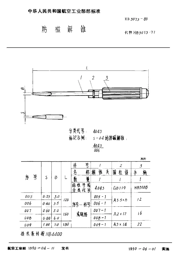 HB 3073-1989 防磁解锥