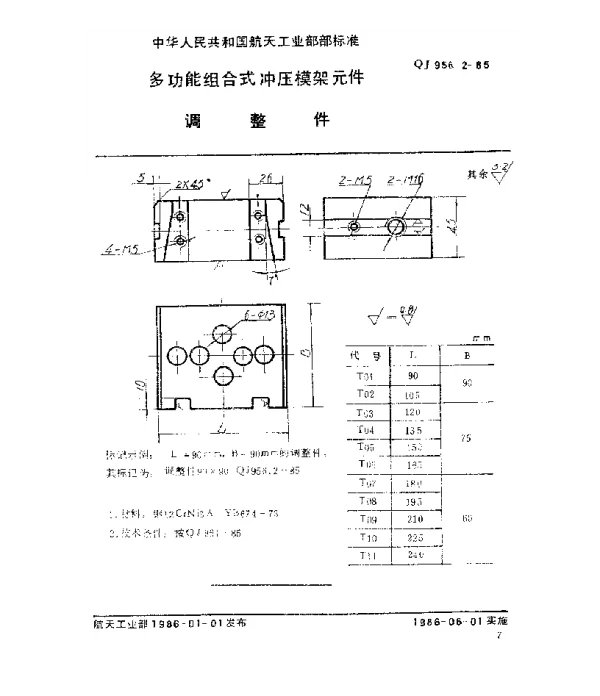 QJ 956.2-1985 多功能组合式冲压模架元件 调整件