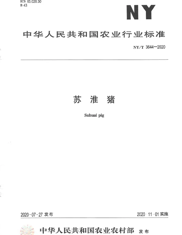 NYT 3644-2020 苏淮猪