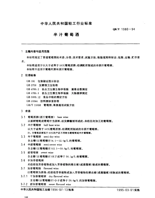 QBT 1980-1994 半汁葡萄酒
