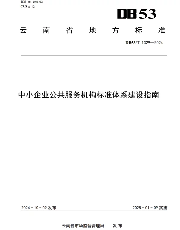 DB53T 1329-2024 中小企业公共服务机构标准体系建设指南
