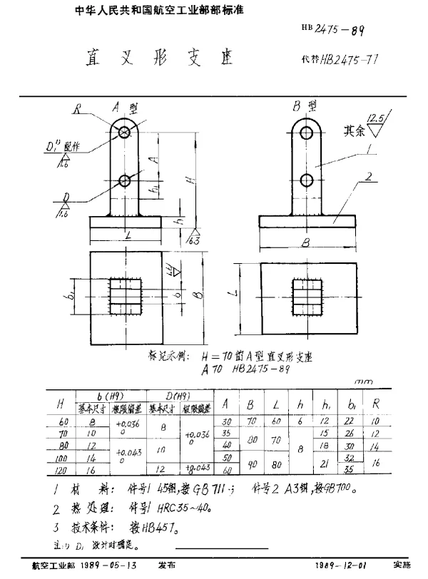 HB 2475-1989 直叉形支座