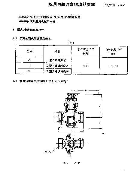 CBT 311-1999 船用内螺纹青铜填料旋塞