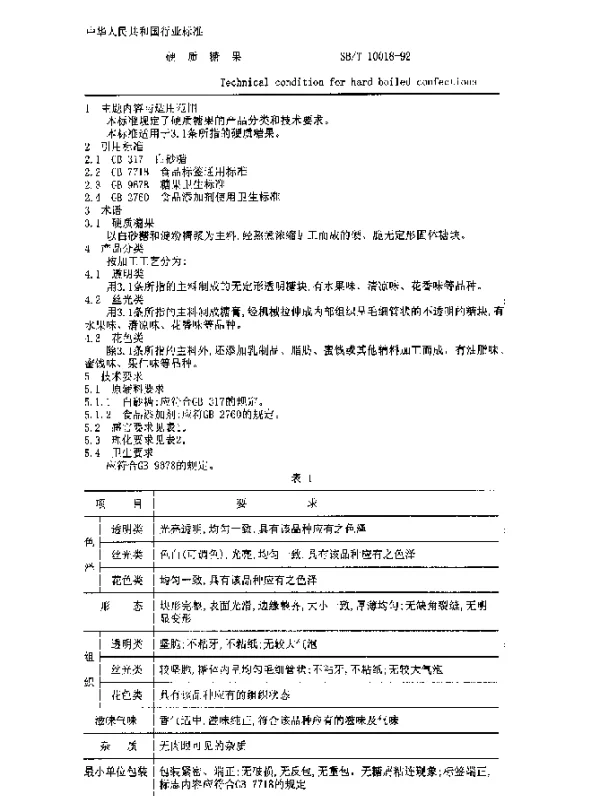 SBT 10018-1992 硬质糖果