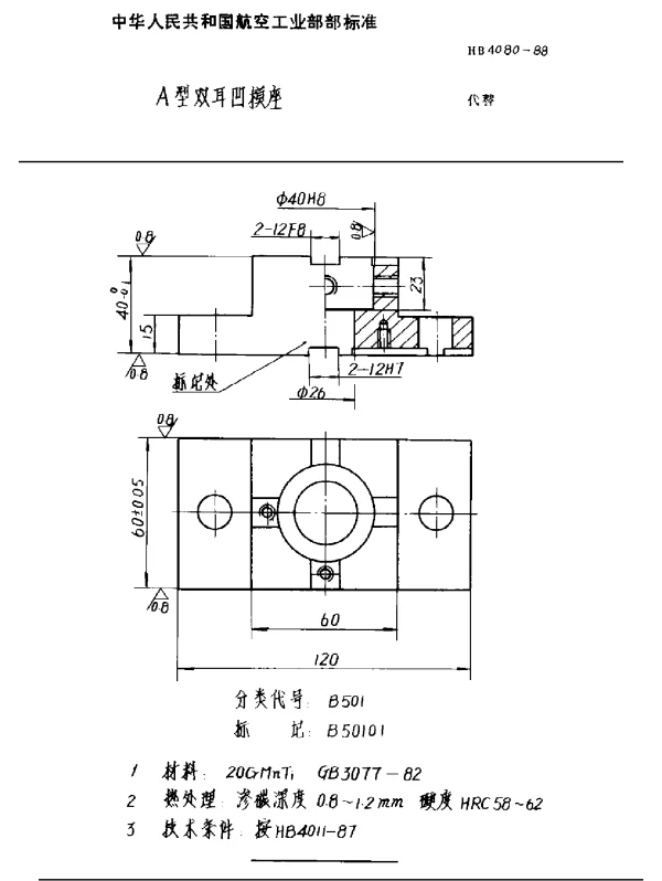 HB 4080-1988 A型双耳凹模座