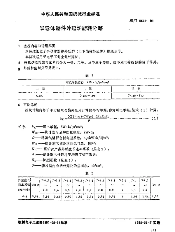 JBT 5631-1991 半导体器件外延炉 能耗标准