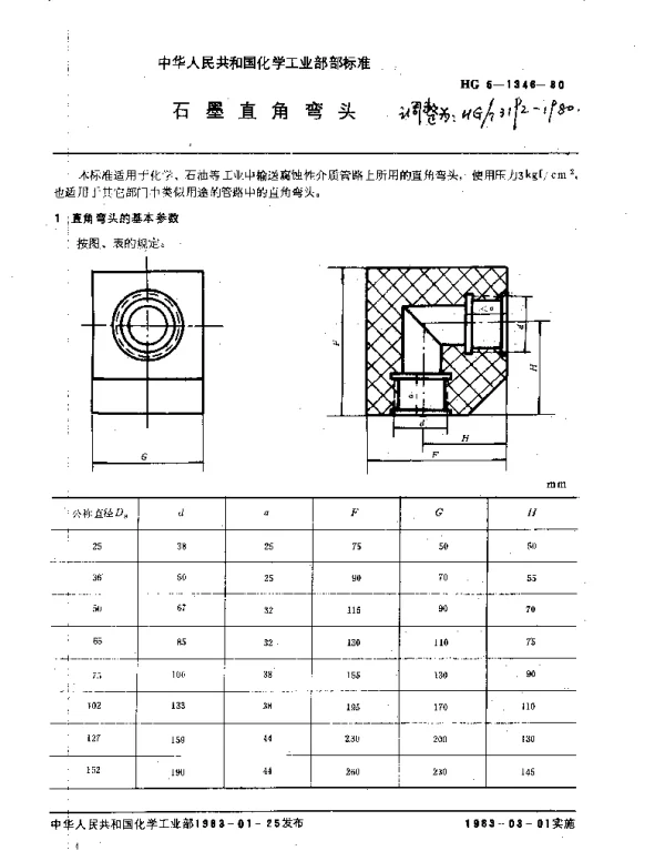 HGT 3192-1980 石墨直管弯头