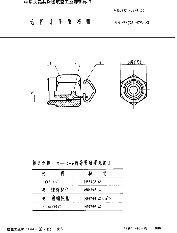 HB 5792~5794-1983 无扩口导管堵帽
