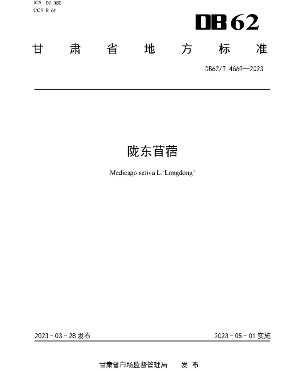 DB62T 4669-2023 陇东苜蓿