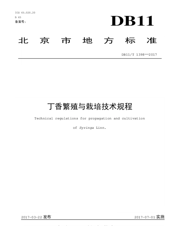 DB11T 1398-2017 丁香繁殖与栽培技术规程