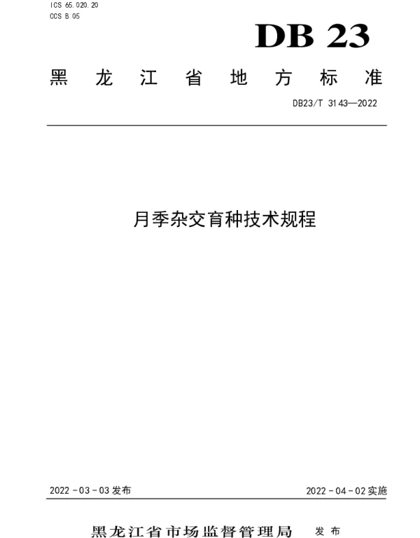 DB23T 3143—2022 月季杂交育种技术规程