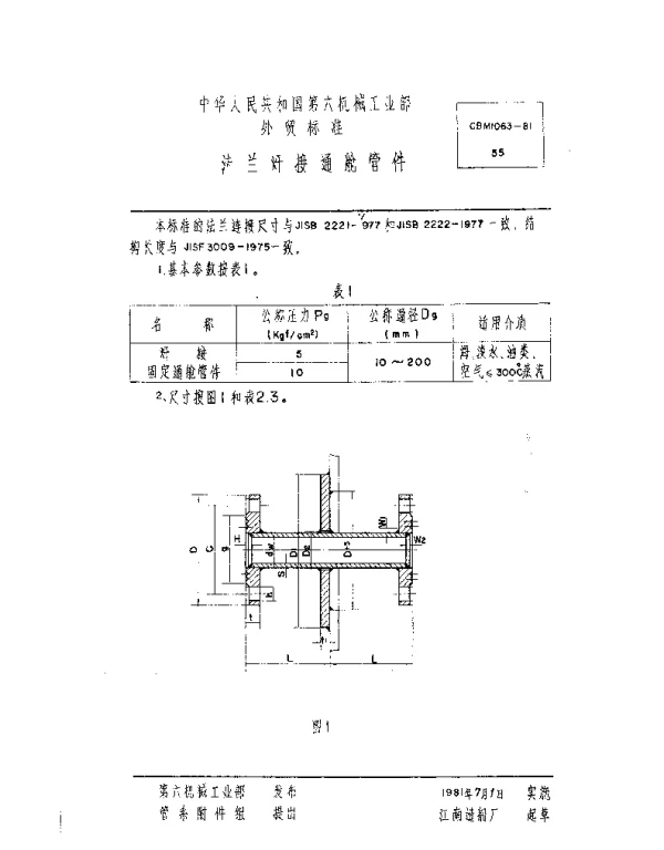 CBM 1063-1981 法兰焊接通舱管件