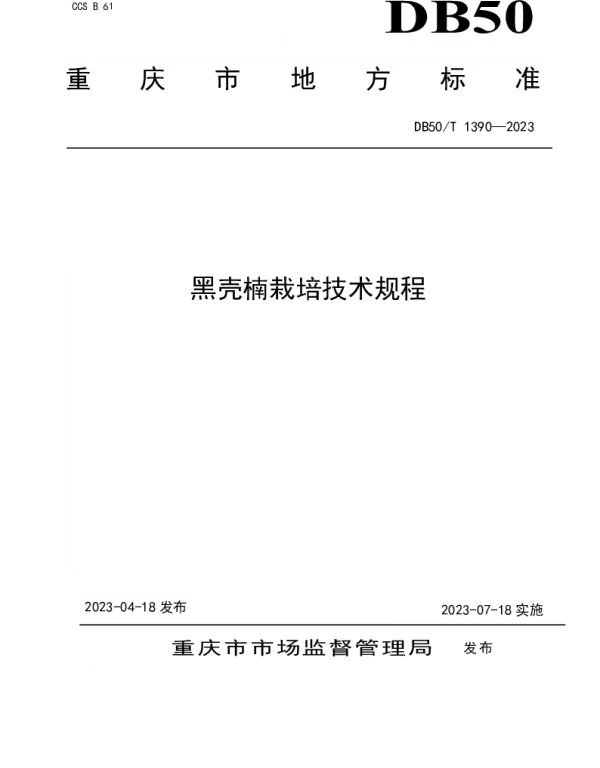 DB50T 1390-2023 黑壳楠栽培技术规程