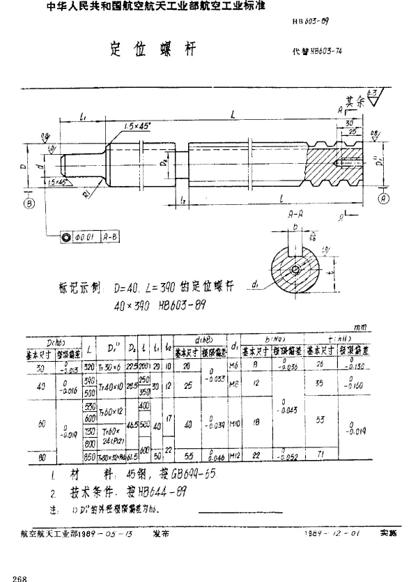 HB 603-1989 定位螺杆
