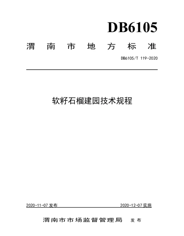 DB6105T 119-2020 软籽石榴建园技术规程