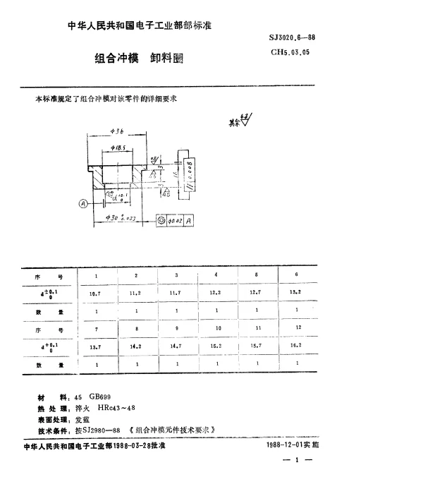 SJ 3020.6-1988 组合冲模.卸料圈