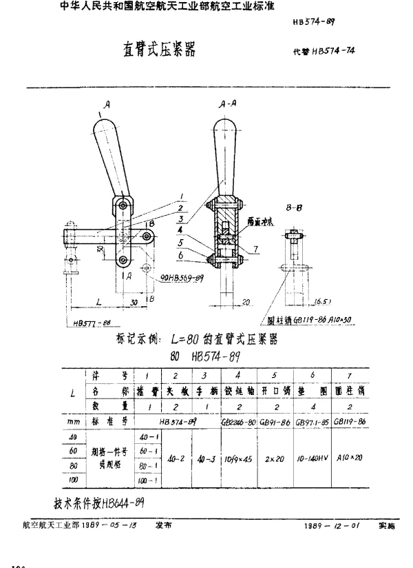 HB 574-1989 直壁式压紧器