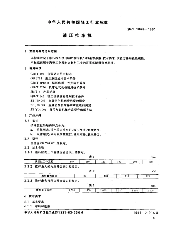 QBT 1068-1991 液压推车机