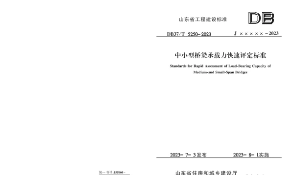 DB37T 5250-2023 《中小型桥梁承载力快速评定标准》