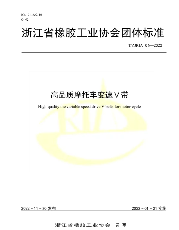 TZJRIA 06-2022 高品质摩托车变速Ｖ带