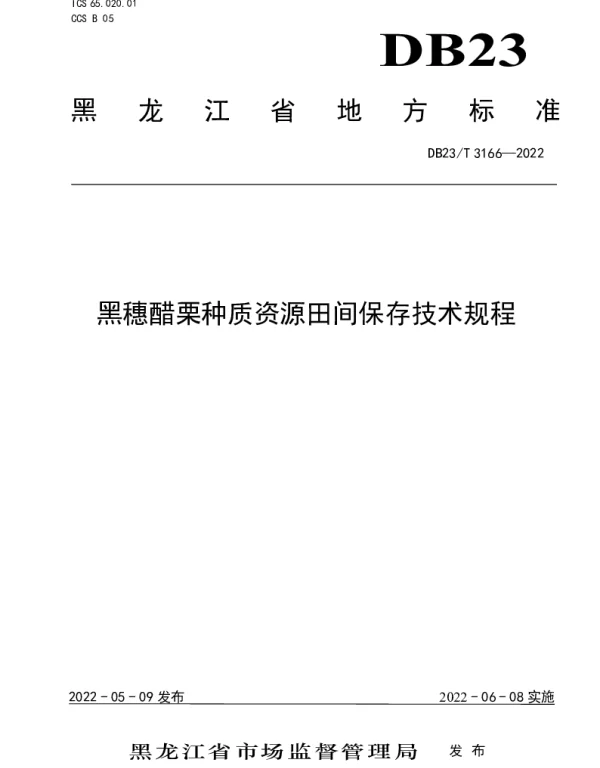 DB23T 3166—2022 黑穗醋栗种质资源田间保存技术规程