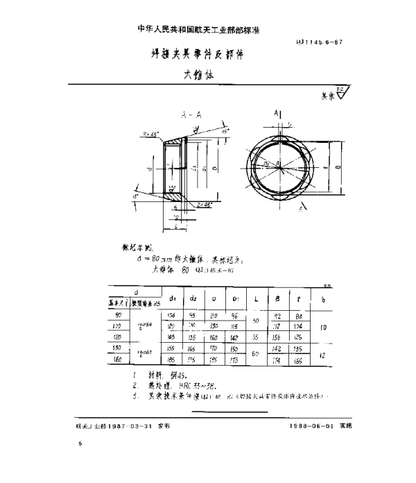 QJ 1145.6-1987 焊接夹具零件及部件 大锥体