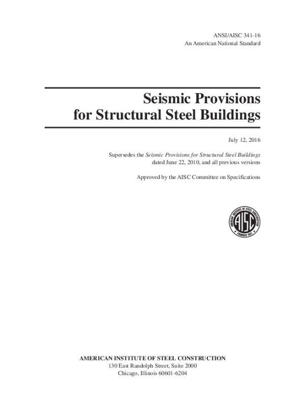 AISC 341-16 Seismic Provisions for Structural Steel Buildings英文版