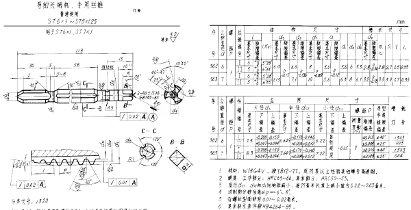 HB 4250-1989 安装钢丝螺套通孔用带后引导的长柄机、手用丝锥 普通钢用 ST6×1~ST8×1.25