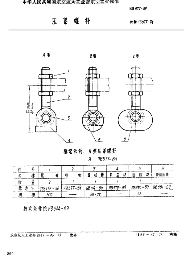 HB 577-1989 压紧螺杆