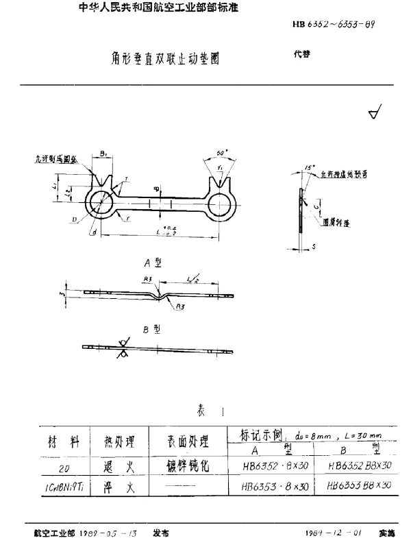 HB 6352~6353-1989 角形垂直双联止动垫圈