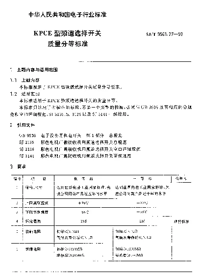 SJT 9561.27-1993 KPCE型频道选择开关质量分等标准