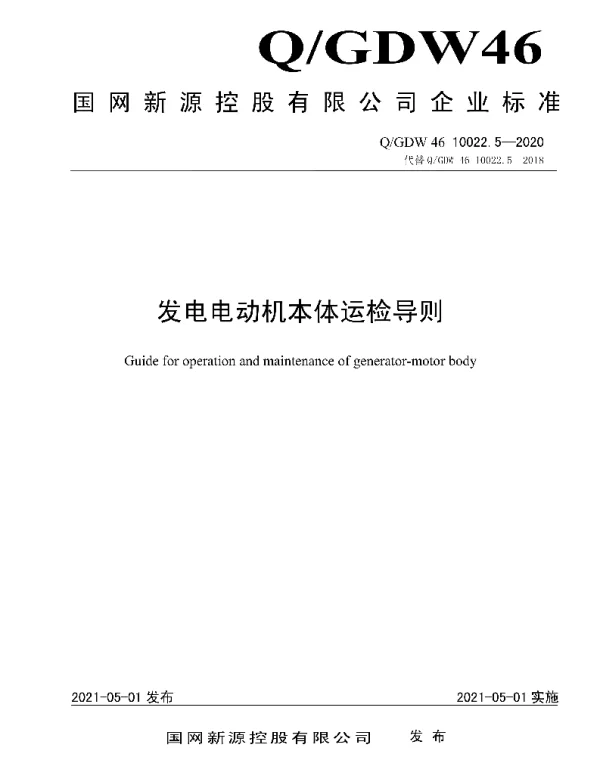 Q_GDW46 10022.5-2020 发电电动机本体运检导则