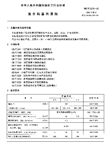 SHT 0378-1992 复合铝基润滑脂