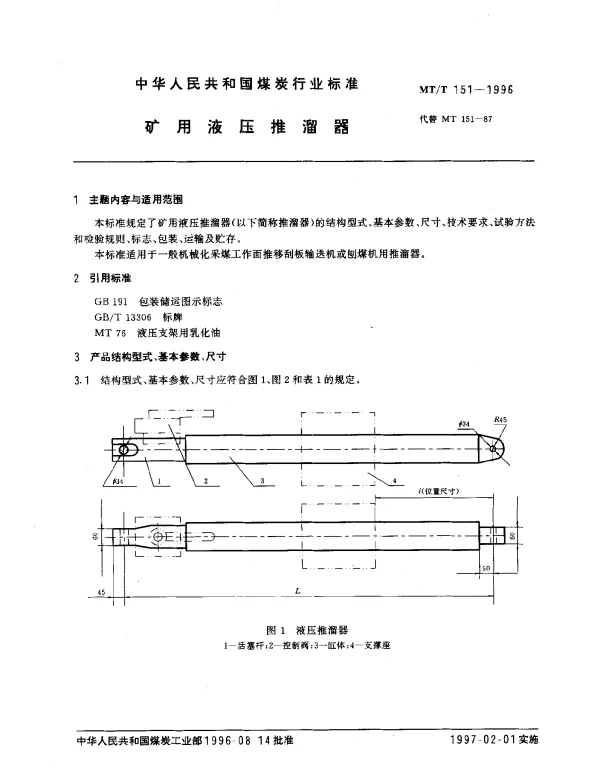 MTT 151-1996 矿用液压推溜器