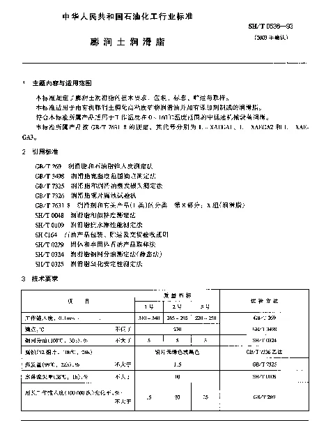 SHT 0536-1993 膨润土润滑脂