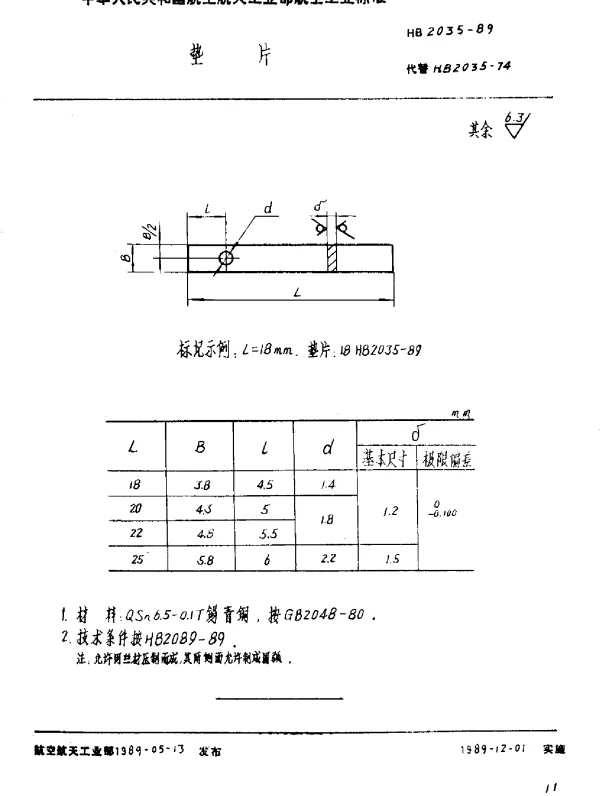 HB 2035-1989 垫片