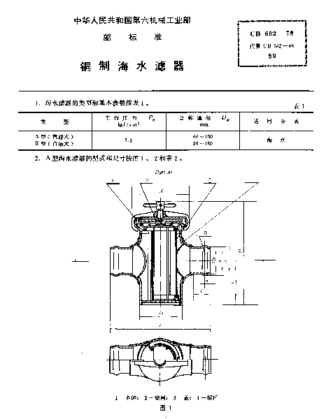CB 682-1978 铜制海水滤器